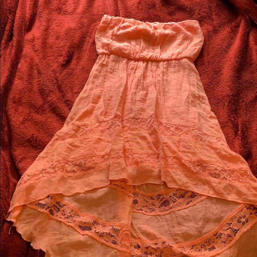 Strapless coral summer dress